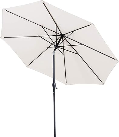 Amazon Com Tempera 9 Ft Patio Umbrella Outdoor Garden Table Umbrella With Push Button Tilt And Crank 8 Ribs White Cream Garden Outdoor