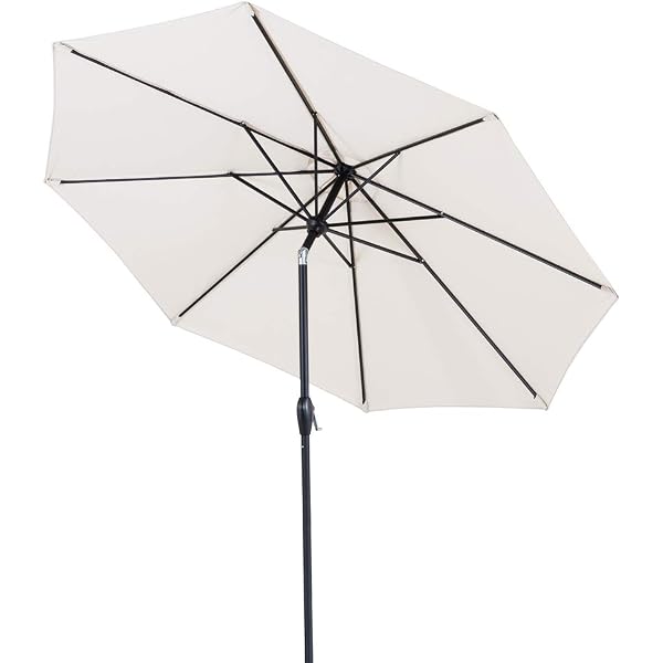 Amazon Com Uhinoos 9 Ft Patio Umbrella Outdoor Umbrella With Crank And 8 Ribs Polyester Aluminum Alloy Pole Tilt Button Outside Table Umbrella Fade Resistant Water Proof Patio Table Umbrella Wine Clothing