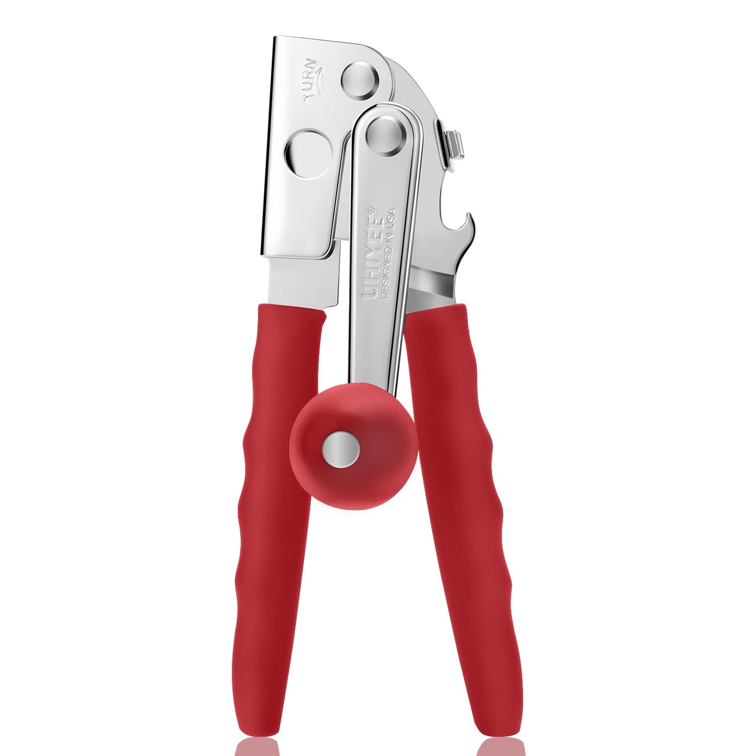 Photo 1 of Commercial Can Opener, UHIYEE Hand Crank Can Opener Manual Heavy Duty with Comfortable Extra-long Handles, Oversized Knob, Large Handheld Can Open Easy for Big Cans, Red