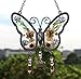 KY&BOSAM Gifts for Grandma Butterfly Suncatcher with Pressed Flower Wings and a Silver Grandma Heart Charm - Stain Glass Panels Grandma Gifts Wind Chime - Mothers Day Birthday Christmas