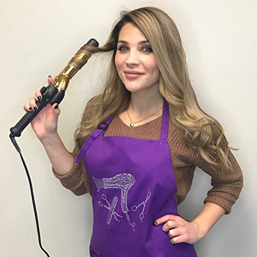 Purple Hair Stylist Salon Apron With Rhinestone Design Purple