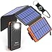Solar Phone Charger, 25000mAh Portable External Battery Power Bank with 4 Foldable Solar Panels,Dual 5V/2.1A USB Output,Flashlights/Splashproof/Dustproof/Shockproof