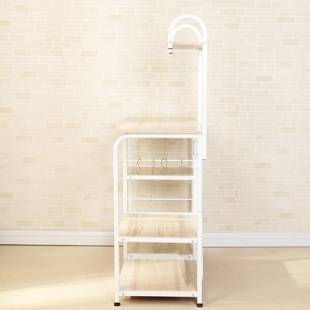 SogesGame Kitchen Cart 3-Tier Kitchen Baker's Rack Utility Microwave Oven Stand Storage Rolling Workstation with Hooks for Living Room,Maple,W5S-MO-S8-US: Furniture & Decor