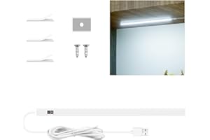 11.81 Inch Under Cabinet LED Light Bar USB Powered Under Counter Lamps 6000K Cool White Hand Wave Sensor Dimmable LED Strip L
