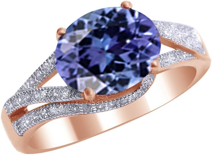 Jewel Zone US Simulated Alexandrite and White Cubic Zirconia Fashion Ring in 14k Gold Over Sterling Silver (3 Cttw)