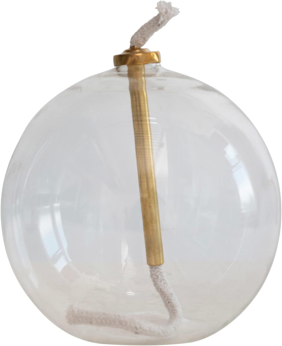 Oil Lamps & Accessories - Creative Co-Op Mid Century Glass Sphere Brass Fitting, Clear Oil Lamp