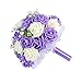 Febou Wedding Bouquet Bridesmaid Bouquet, Bridal Bouquet Artificial Flowers for Wedding, Party and Church (B White Purple)