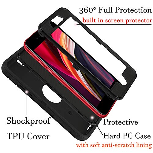 Co-Goldguard Case for iPhone SE 2020 Heavy Duty Cover 3 in 1 Built-in Screen Protector Durable Cover Dust-Proof Shockproof Drop-Proof Shell for iPhone SE 2nd 4.7\