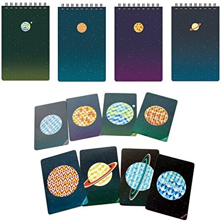 DAGAM Note and Postcard Set Pop Art style Solar system planet series 4 Notes 8 Cards