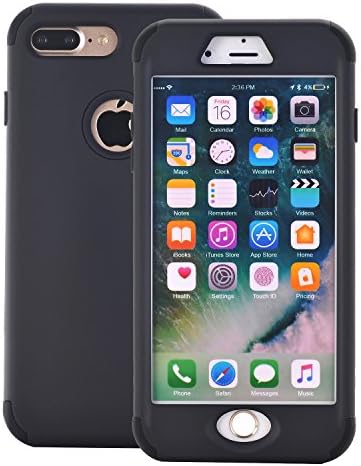 iPhone 7 Plus Case, iPhone 8 Plus Case, Matte Finish Full Body Heavy Duty Protection Sturdy Defender Durable Hard Armor Rubber Bumper for Apple iPhone 8 7 Plus 5.5 Inch Black