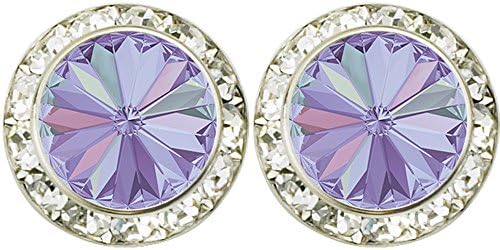 15mm Iridescent Rainbow Jewel Tone 'Vitrail' Light Violet, Blue & Green Swarovski Crystal Elements Round Rivoli Earrings, Pierced