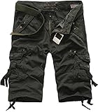 LOVECC Men's Cotton Fit Multi Pocket Cargo Shorts(No Belt)