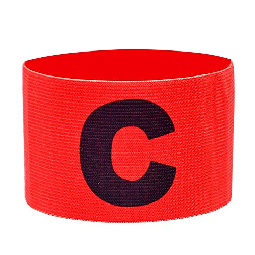 Xeminor 2PCS Premium Sports Armband Letter C Printed Captain Armband Football Match Armband for Kids Adults Red&Orange