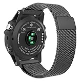 Garmin Fenix 3 / Fenix 5X Watch Band, MoKo Milanese Loop Stainless Steel Mesh Replacement Bracelet Strap for Fenix 3 / Fenix 5X Smart Watch with Unique Magnet Lock, No Buckle Needed, BLACK