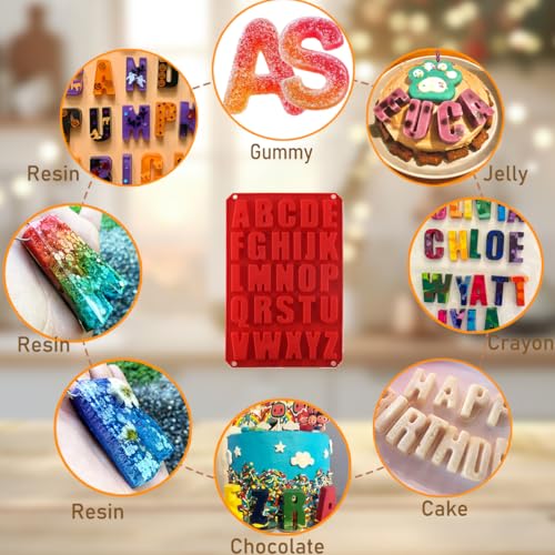 Silicone Letter Cake Mold BPA Free, Non-Stick Chocolate Mold Soft and Easy to Release, Decorating Silicone Red Mold Cake Baking Utensils Good Toughness DIY Ice Tray Kitchen Cake Pans