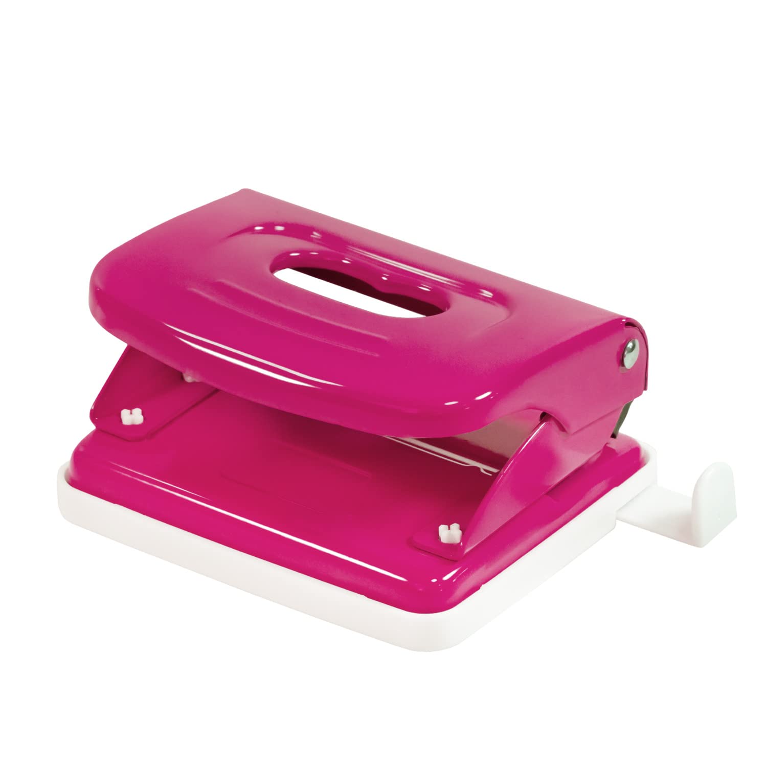Idena 11541 Metal Hole Punch, Stop Rail with Format Display, Pink, for 20 Sheets, Pack of 1 — image 1