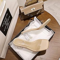 vivianly Womens Clear Heels Sandals Chunky Heel