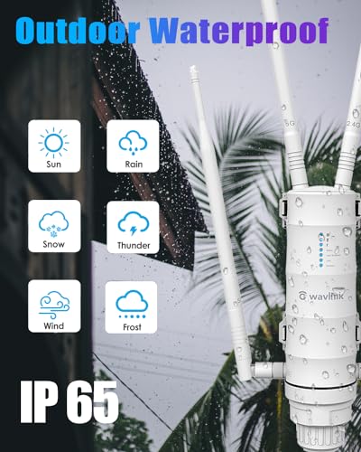 AC1200 Outdoor WiFi Repeater, WAVLINK High Power Outdoor Weatherproof WiFi Range Extender/Wireless Access Point/mesh Agent with Passive POE, Dual Band 4x7dBi for Working from Home