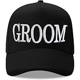 Werncy Men's Groom Hat, Wedding for Groomsman and Best Man, Adjustable Cap | Cotton embroidery and back buckle add easy party ID for bachelor events, photos, and thank-you gifts