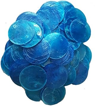 East J Blue Capiz Shell Round Door Curtain Blue Home Kitchen