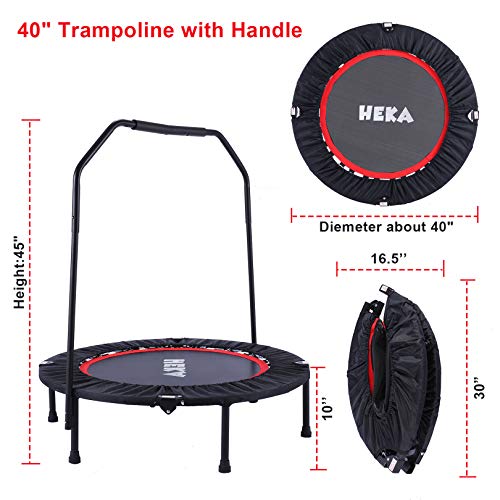 HEKA Foldable Mini Trampoline for Adults, 40" Rebounder Trampoline with Handle Adults Workout