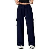 Aleumdr Wide Leg Sweatpants for Women Cargo Pants High Waisted Sweat Pants Baggy Joggers Casual Long Pants with Pockets