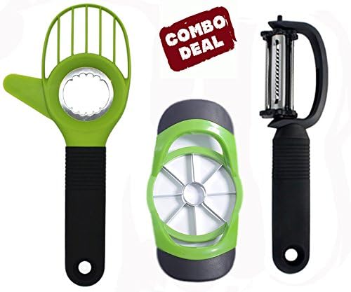 Avocado Slicer Pitter With A 3 In 1 Vegetable Peeler And Apple Cutter Green And Black Set