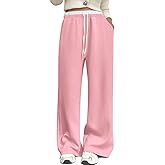 HeSaYep Women's Wide Leg Sweatpants High Waist Baggy Sweat Pants Straight Leg Drawstring Elastic Waisted Pants with Pockets