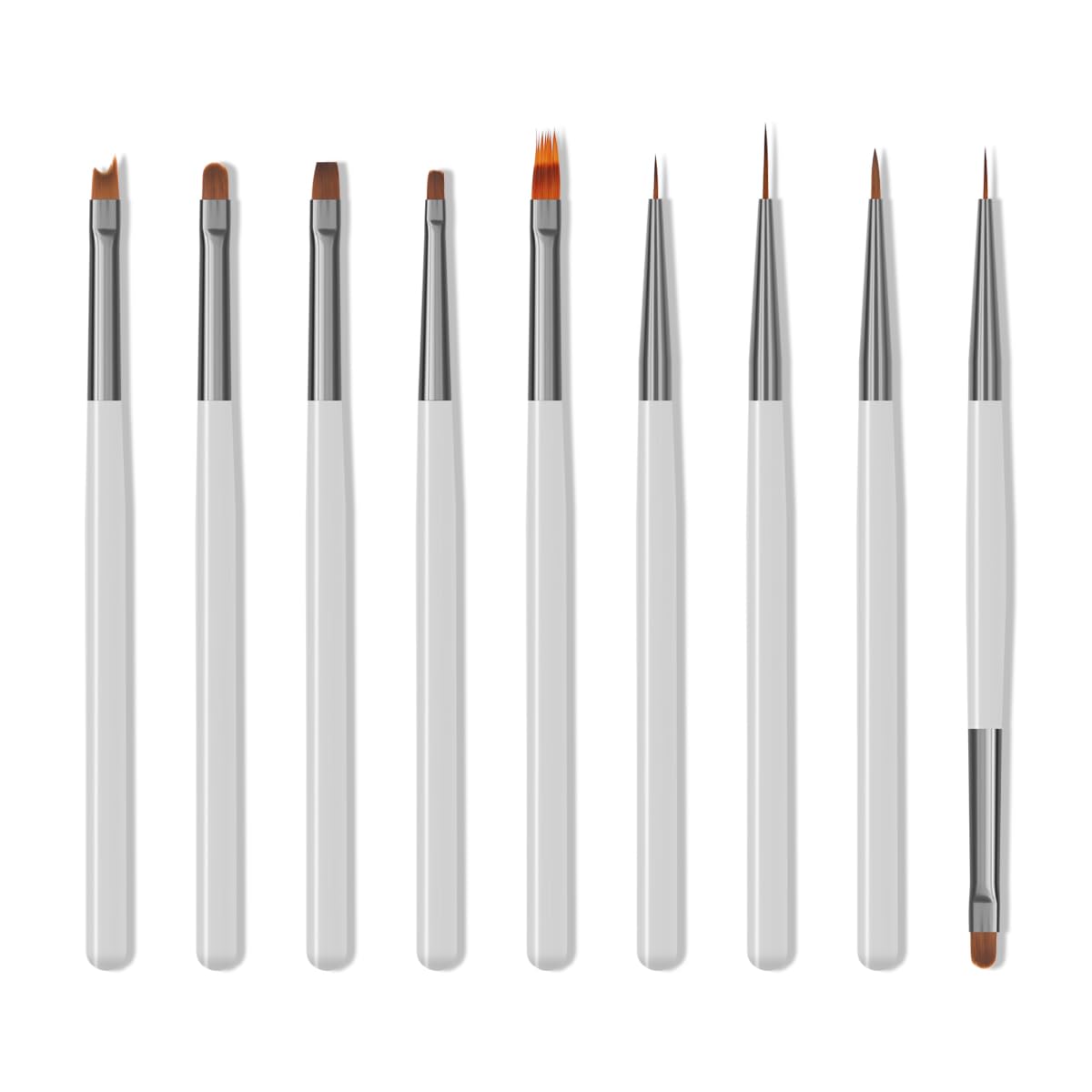 ZEOHBETY Nail Art Brushes Set, 9pcs Professional Nail Art Design Brushes, Gray