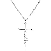 Pholidof Faith Jesus Cross Pendant Necklace Set for Women Men Religious Christian Gifts Mama Gigi Grandma ID Name Necklace Birthday Jewelry