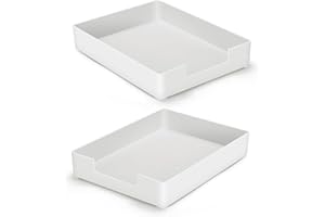 AZFUNN Letter-Size Tray Desk Letter Tray Paper Tray, Sturdy Heavy-Duty Plastic Printer Paper Tray, Single-Tier Stackable File Storage Organizer for Office Home (2, White)