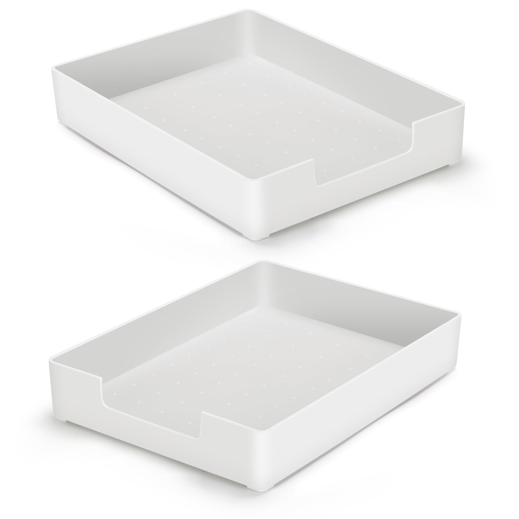 Photo 1 of AZFUNN Letter-Size Tray Desk Letter Tray Paper Tray, Sturdy Heavy-Duty Plastic Printer Paper Tray, Single-Tier Stackable File Storage Organizer for Office Home (2, White)