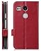 Nexus 5X Wallet Case - VENA [vFolio] Genuine Leather - Flip Cover Stand Case [Slot Holder][Vintage Slim Fit] for Google Nexus 5X / LG Nexus 5X - (Red/Black)
