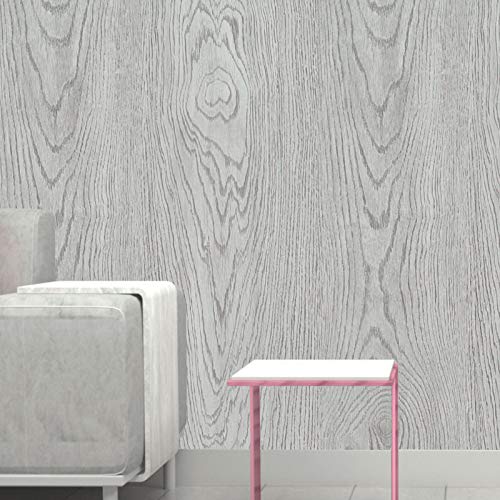 236.2"x 17.7"Grey/White Wood Contact Paper Peel and Stick Wallpaper