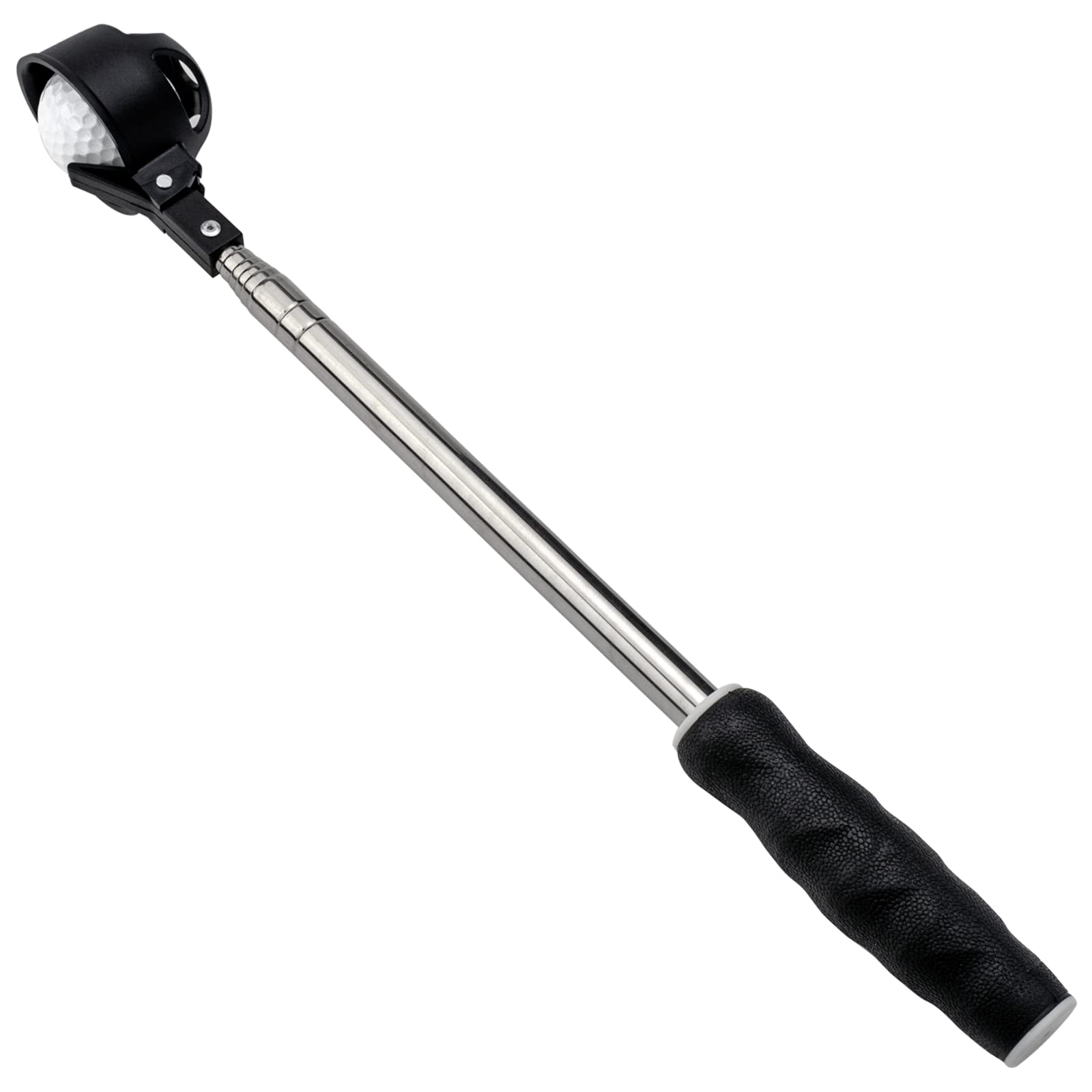 Famgee Portable Retractable Stainless Steel Golf Ball Retriever Telescopic Scoop Saver Pick Up Automatic Locking Shaft Tool Extended Length 6.2Ft