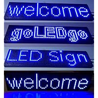 goLEDgo 6.5" x 25.3" Blue Programmable Scrolling LED Sign - Self-Outdoor UVproof LED Display Metal Case (6.5"x25.5"x1.2", Blue)