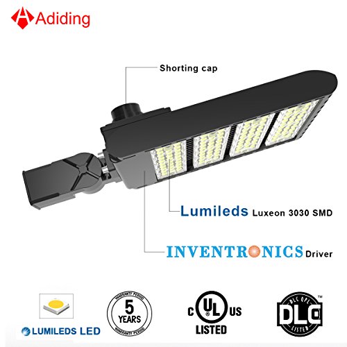 LED Parking Lot Light, 300W Street Area Light Lumileds SMD 3030 LED 130 Lm/W Daylight 5700K Bright White Light with Photocell Sensor &Shorting Circuit Cap, 3-Type Mounts Adiding IP66 UL DLC Listed