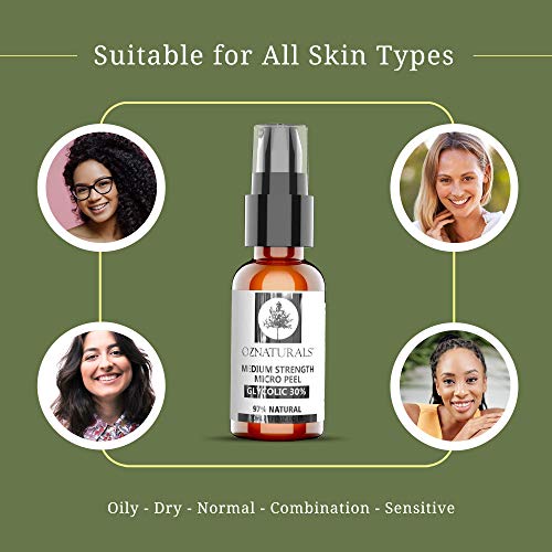 OZNaturals 30 AHA Glycolic Acid Facial Peel & Pore Minimizer Face Wash