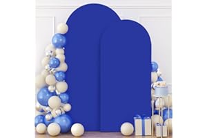 FUHSY Set of 2 Wedding Arch Cover 6FT, 7.2FT Backdrop Cover Arch Spandex Fabric Royal Blue Arch Stand Covers Chiara Arch Covers Stretchy Backdrop for Baby Shower Birthday Graduation Anniversary