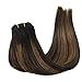GOO GOO Clip in Hair Extensions Real Human Hair, Remy Human Hair Extensions Clip ins for Women, Natural Human Hair, 22inch 120g 7Pcs, 1B/6/1B Balayage Natural Black to Chestnut Brown