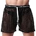 TiaoBug US Mens Hollow Openwork Drawstring Lounge Underwear Boxer Shorts Black Size Large