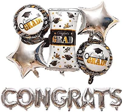CUEA 16''Congrats Balloon 18 Inchs Sliver Congrats Grad Mylar Balloons and Graduation Certificate Congratulations Graduate Balloons Congrats Grad Party Supplies