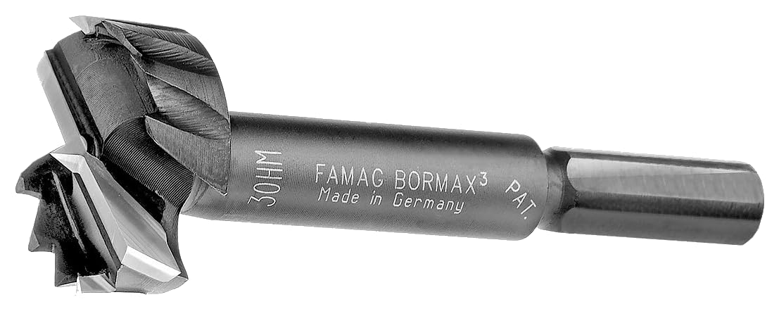 Famag Bormax Carbide Forstner Drill Bit Set Diameter 35.40.45.50 mm in Wooden Box 4-Piece