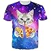 RAISEVERN Unisex 3d Cosmic Pizza Cat Printed Short Sleeve T-Shirts Tees