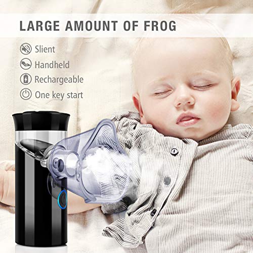 Steam Inhaler Everbest4U Portable Cool Mist Inhaler for Kids Adults Rechargeable Household Steam Compressor Humidifier (Black)