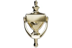 Hardware Essentials 852395 Bright Brass Door Knocker with Viewer, 7in, 1 Piece