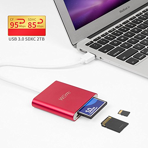 WEme Compact Flash CF Card Reader, Aluminum SuperSpeed USB 3.0 Multi Ports Micro SD Card Adapter with USB-C OTG Converter for Sandisk SDXC/SDHC Card and Laptop, Tablet, Phone, MacBook Pro/Air, iMac