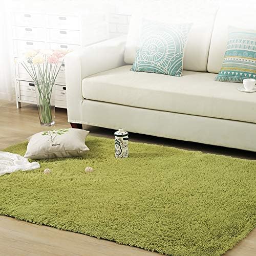 Super Soft Shag Area Rugs Indoor Modern Anti-Skid Shaggy Fluffy Rugs Home Decor Carpet Rug Mats for Living Room Bedside Children Bedroom Nursery Rugs 2.6 Feet by 4 Feet(Green)
