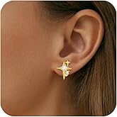 TRWWELL Silver/Gold Star Stud Earrings Sparkly Cubic Zirconia Hypoallergenic Small Post Pierced Studs Earrings for Women Jewelry Gifts
