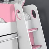 happybeds Pegasus High Sleeper Bed with Desk, Pink & White, 3FT view 3